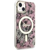 Guess Flower MagSafe-hylster til iPhone 14 - pink