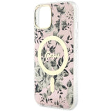 Guess Flower MagSafe-hylster til iPhone 14 - pink