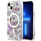 Guess Flower MagSafe-hylster til iPhone 14 - gennemsigtige