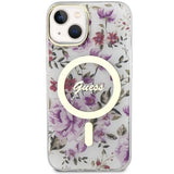 Guess Flower MagSafe-hylster til iPhone 14 - gennemsigtige