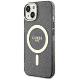 Guess Glitter Gold MagSafe-fodral til iPhone 14 - sort