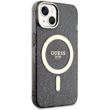 Guess Glitter Gold MagSafe-fodral til iPhone 14 - sort