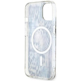 Guess Leopard MagSafe-hylster til iPhone 14 - blå