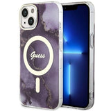 Guess GUHMP14SHTMRSU iPhone 14 6.1" lilla/lila hardcase Golden Marble MagSafe