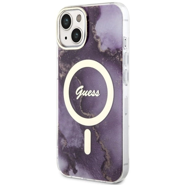 Guess GUHMP14SHTMRSU iPhone 14 6.1" lilla/lila hardcase Golden Marble MagSafe