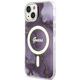 Guess GUHMP14SHTMRSU iPhone 14 6.1" lilla/lila hardcase Golden Marble MagSafe