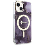 Guess GUHMP14SHTMRSU iPhone 14 6.1" lilla/lila hardcase Golden Marble MagSafe