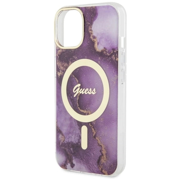 Guess GUHMP14SHTMRSU iPhone 14 6.1" lilla/lila hardcase Golden Marble MagSafe