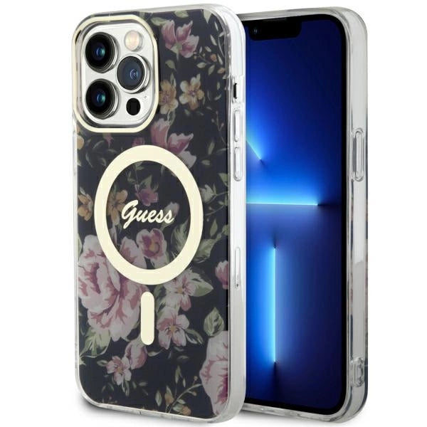 Guess GUHMP14XHCFWSK iPhone 14 Pro Max 6.7" sort/sort hardcase Flower MagSafe