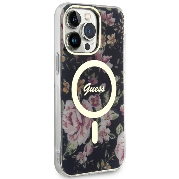 Guess GUHMP14XHCFWSK iPhone 14 Pro Max 6.7" sort/sort hardcase Flower MagSafe