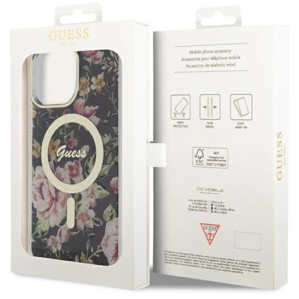 Guess GUHMP14XHCFWSK iPhone 14 Pro Max 6.7" sort/sort hardcase Flower MagSafe