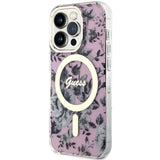 Guess GUHMP14XHCFWSP iPhone 14 Pro Max 6.7" pink/pink hardcase Flower MagSafe