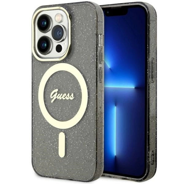 Guess GUHMP14XHCMCGK iPhone 14 Pro Max 6.7" sort/sort hardcase Glitter Gold MagSafe