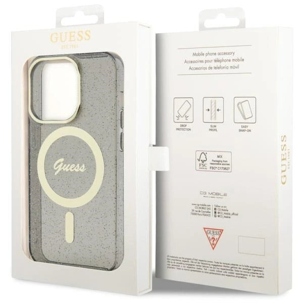 Guess GUHMP14XHCMCGK iPhone 14 Pro Max 6.7" sort/sort hardcase Glitter Gold MagSafe