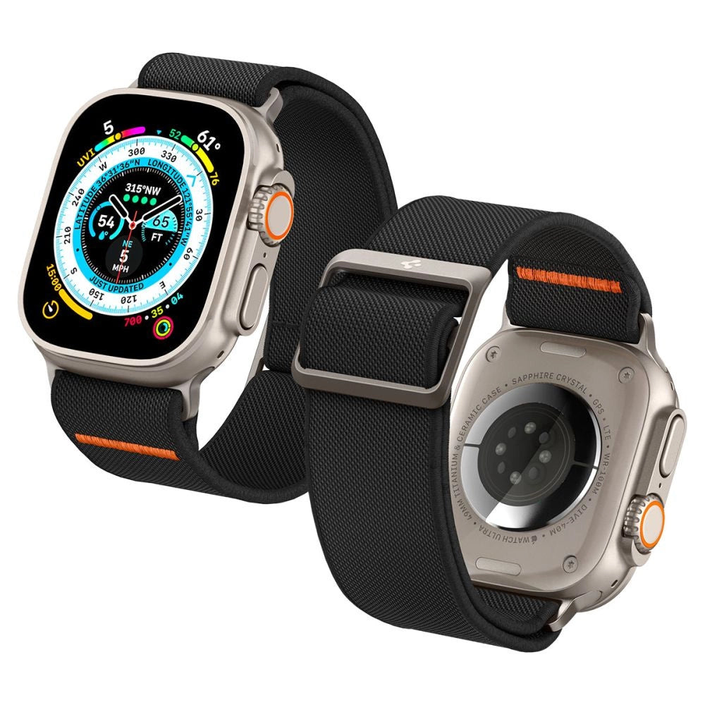 Spigen Fit Lite Ultra Strap til Apple Watch 4/5/6/7/8/9/SE/Ultra (42/44/45/49 mm) - sort