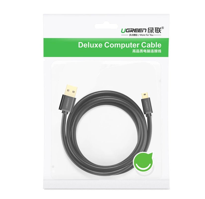 Grøn USB-kabel - mini USB 480 Mbps 1 m sort (US132 10355)