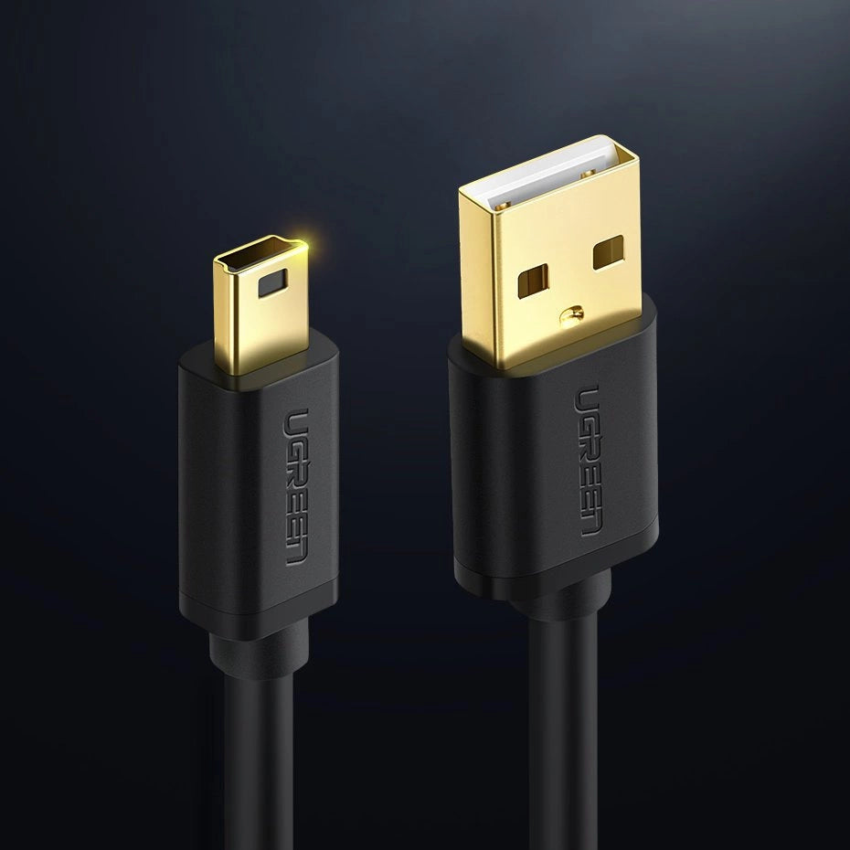 Grøn USB-kabel - mini USB 480 Mbps 1 m sort (US132 10355)