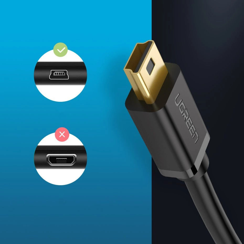 Grøn USB-kabel - mini USB 480 Mbps 1 m sort (US132 10355)
