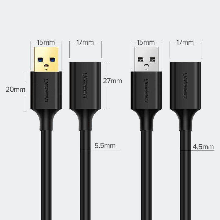 Ugreen kabelforlængelseskabel USB 3.0 (kvindelig) - USB 3.0 (mandlig) adapter 1m sort (10368)
