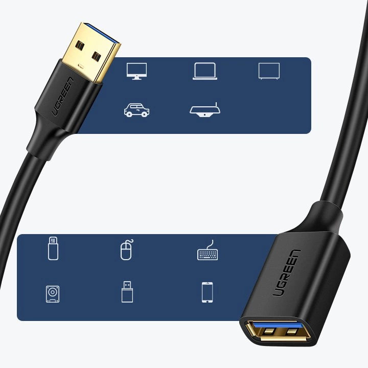Ugreen kabelforlængelseskabel USB 3.0 (kvindelig) - USB 3.0 (mandlig) adapter 1m sort (10368)