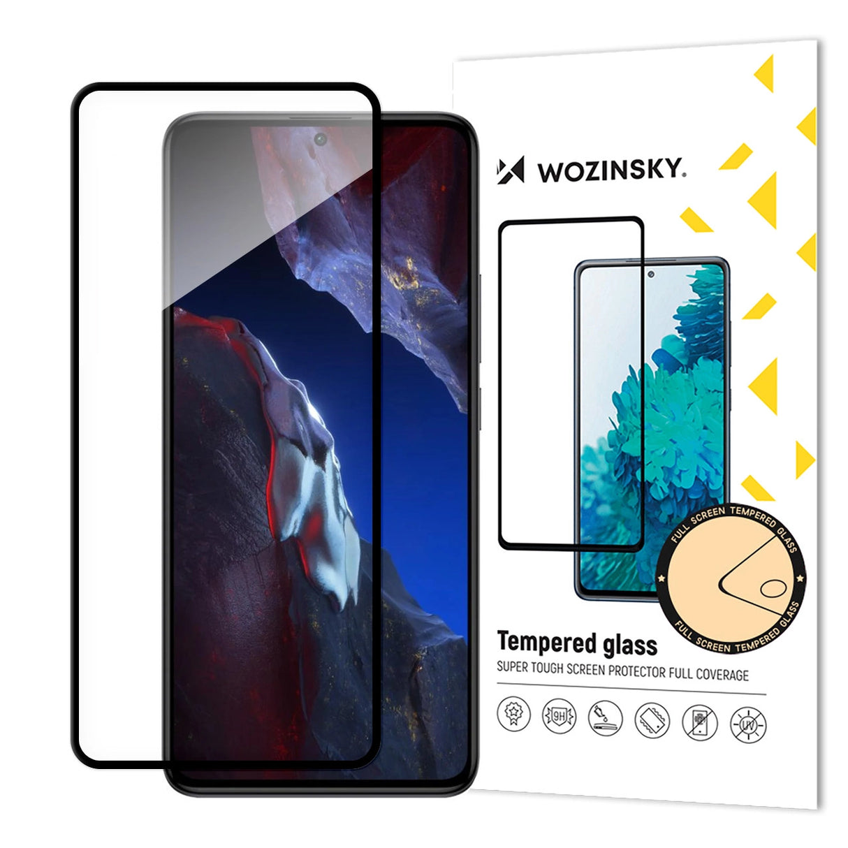 Hæmt glas til Xiaomi Poco F5 Pro 9H med Wozinsky Frame Full Glue Hæmt glas - sort