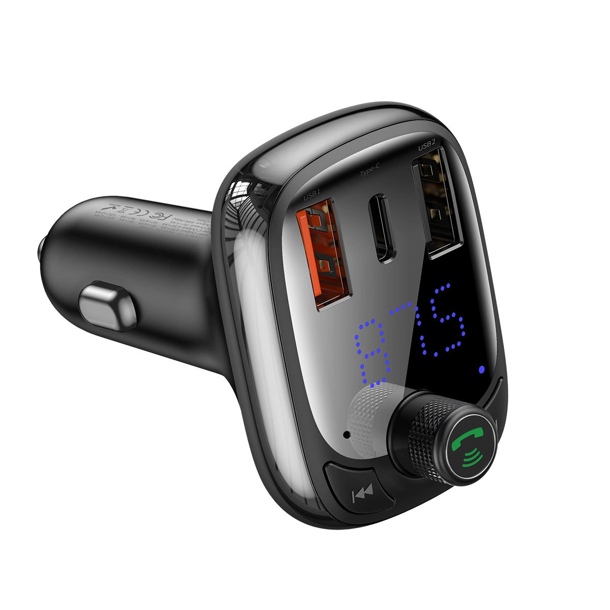 Bluetooth-sender / biloplader Baseus S-13 (Overseas Edition) - sort
