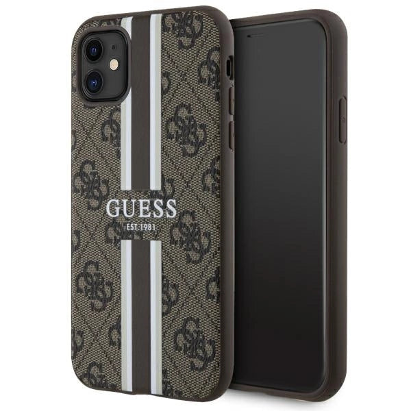 Guess GUHMN61P4RPSW iPhone 11 / Xr brun/brun hardcase 4G Printed Stripes MagSafe