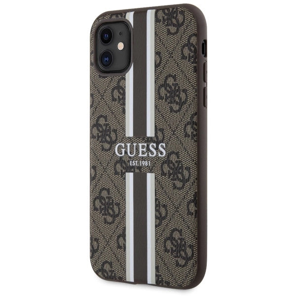 Guess GUHMN61P4RPSW iPhone 11 / Xr brun/brun hardcase 4G Printed Stripes MagSafe