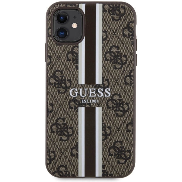 Guess GUHMN61P4RPSW iPhone 11 / Xr brun/brun hardcase 4G Printed Stripes MagSafe