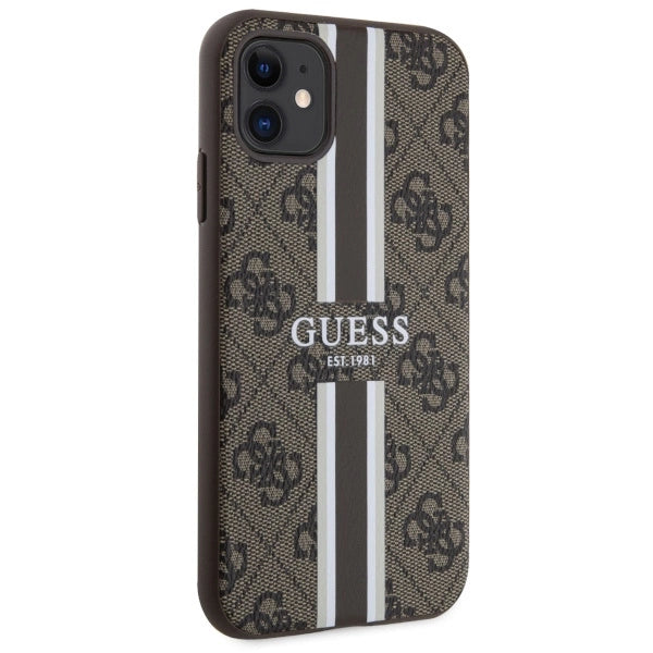 Guess GUHMN61P4RPSW iPhone 11 / Xr brun/brun hardcase 4G Printed Stripes MagSafe