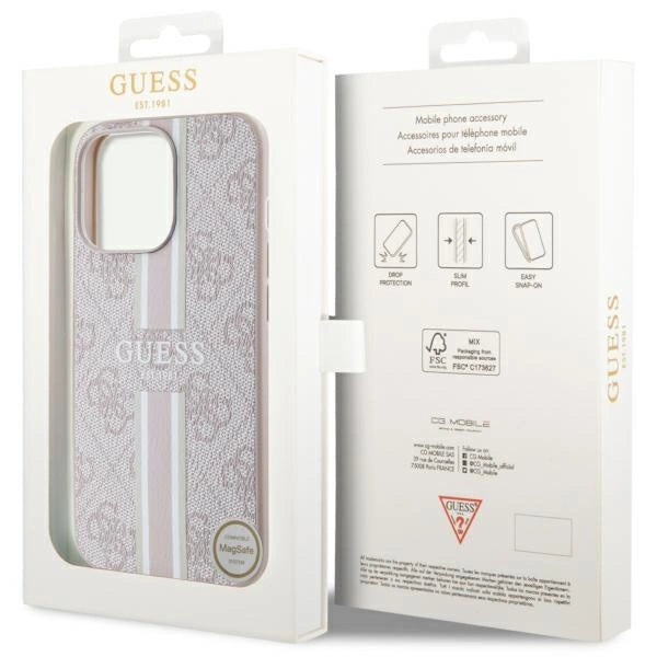 Guess GUHMP13LP4RPSP iPhone 13 Pro / 13 6.1" pink/pink hardcase 4G Printed Stripes MagSafe