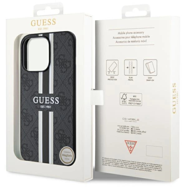 Guess GUHMP13XP4RPSK iPhone 13 Pro Max 6.7" sort/sort hardcase 4G Printed Stripes MagSafe