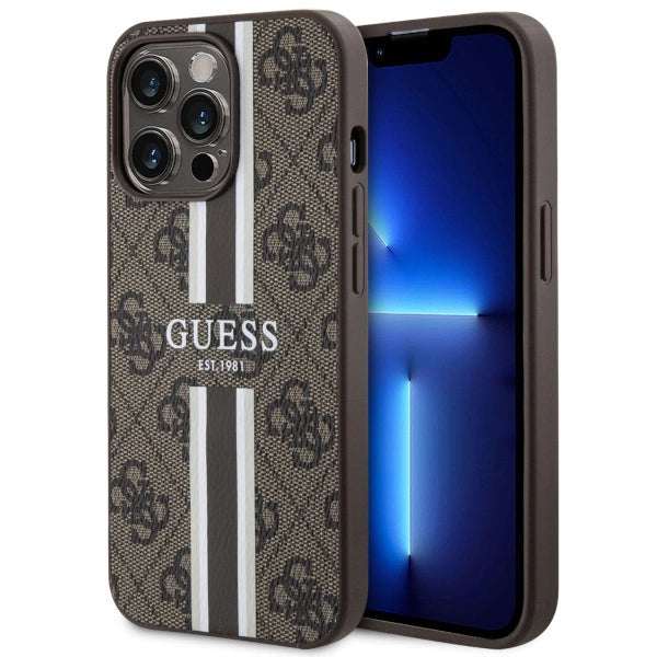 Guess GUHMP13XP4RPSW iPhone 13 Pro Max 6.7" brun/brun hardcase 4G Printed Stripes MagSafe