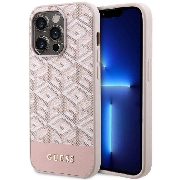 Guess GUHMP14LHGCFSEP iPhone 14 Pro 6.1" pink/pink hårdkasse GCube Stripes MagSafe