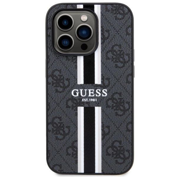Guess GUHMP14LP4RPSK iPhone 14 Pro 6.1" sort/sort hardcase 4G Printed Stripes MagSafe