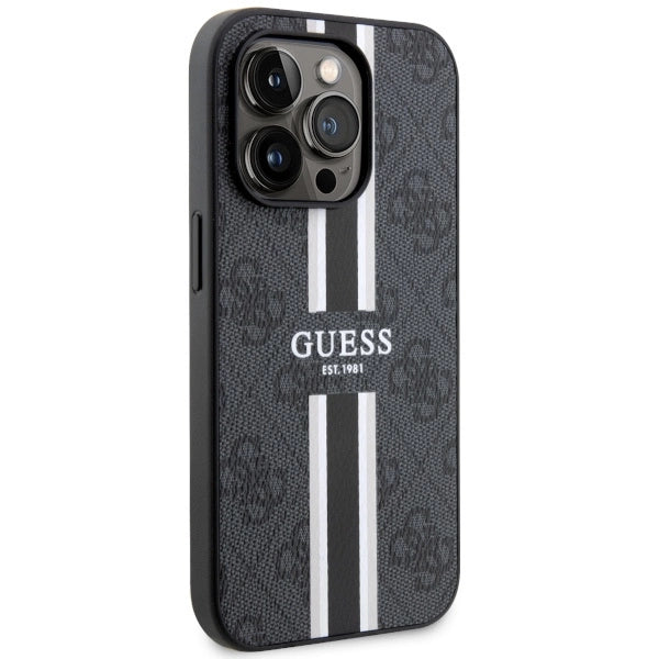 Guess GUHMP14LP4RPSK iPhone 14 Pro 6.1" sort/sort hardcase 4G Printed Stripes MagSafe