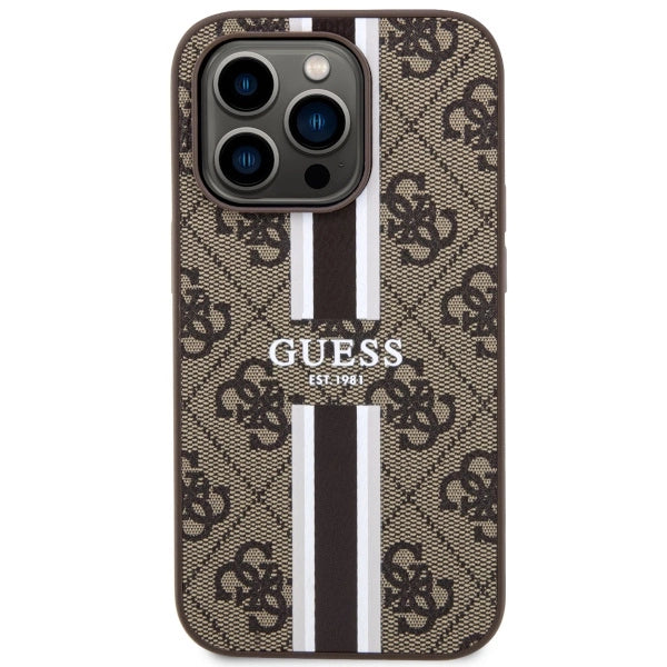 Guess GUHMP14LP4RPSW iPhone 14 Pro 6,1" brun/brun hardcase 4G Printed Stripes MagSafe