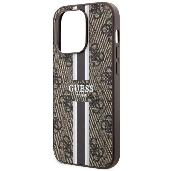 Guess GUHMP14LP4RPSW iPhone 14 Pro 6,1" brun/brun hardcase 4G Printed Stripes MagSafe