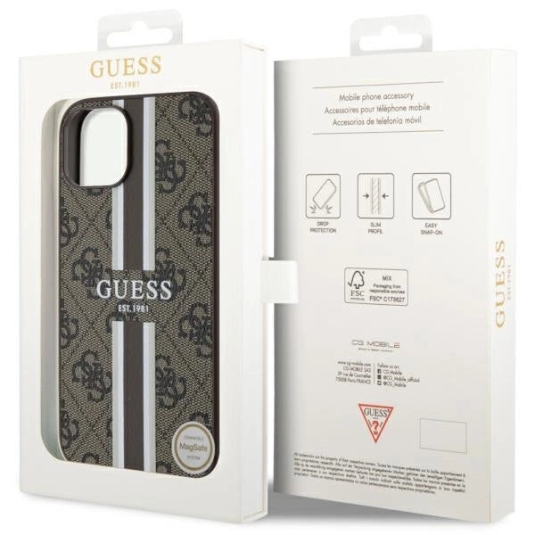 Guess GUHMP14SP4RPSW iPhone 14 6,1" brun/brun hardcase 4G Printed Stripes MagSafe