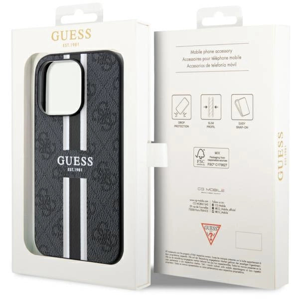 Guess GUHMP14XP4RPSK iPhone 14 Pro Max 6.7" sort/sort hardcase 4G Printed Stripes MagSafe