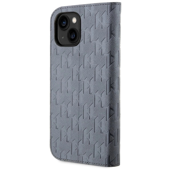 Karl Lagerfeld KLBKP14SSAKLHPG iPhone 14 6.1" bookcase silver/silver Saffiano Monogram