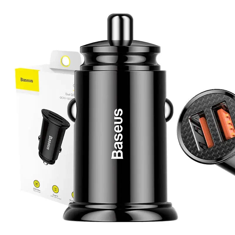 Baseus Circular 2xUSB QC3.0 5A 30W biloplader (sort)