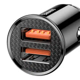 Baseus Circular 2xUSB QC3.0 5A 30W biloplader (sort)