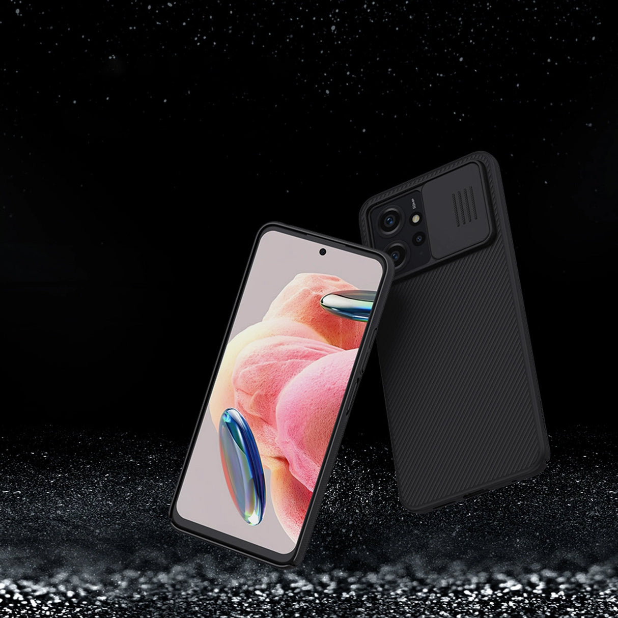 Xiaomi Redmi Note 12 Armored Case med Nillkin CamShield Case - sort