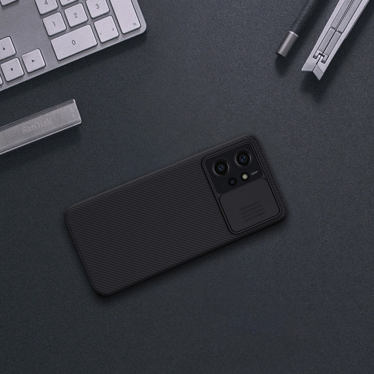 Xiaomi Redmi Note 12 Armored Case med Nillkin CamShield Case - sort