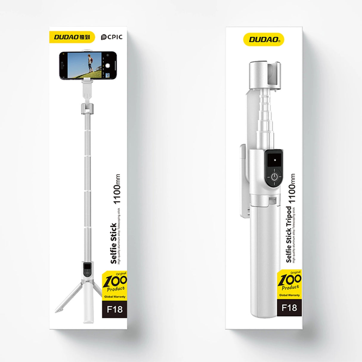 Selfie-stick / teleskopstang med stativ Dudao F18W - hvid