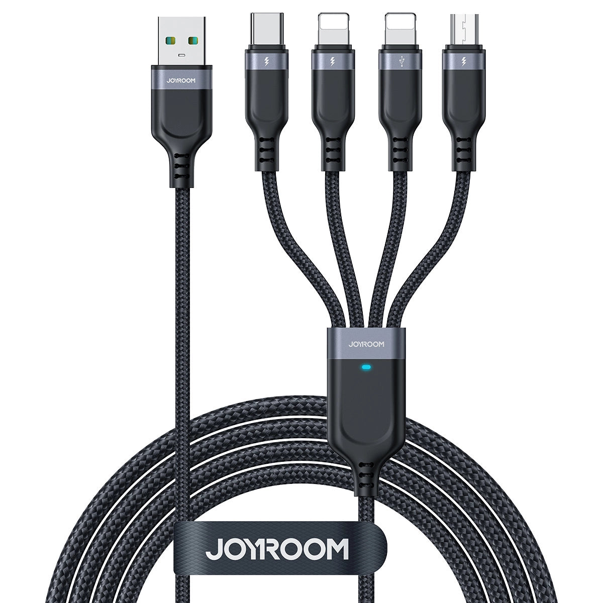 Joyroom Multi-Use Series S-A18 4in1 USB-A - USB-C / Lightning / Lightning / micro USB kabel 1,2 m - sort