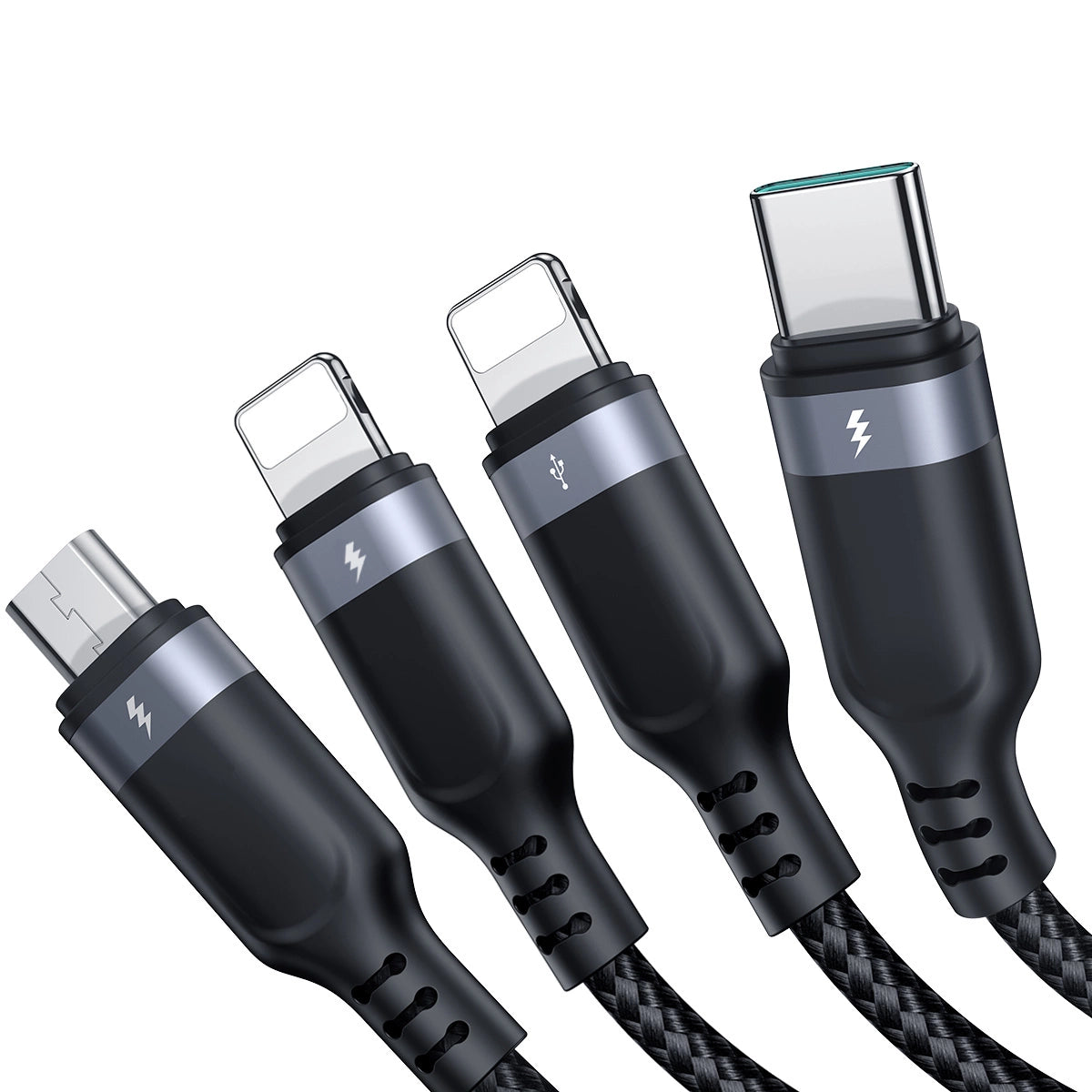 Joyroom Multi-Use Series S-A18 4in1 USB-A - USB-C / Lightning / Lightning / micro USB kabel 1,2 m - sort