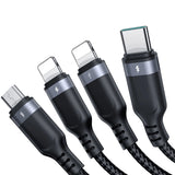 Joyroom Multi-Use Series S-A18 4in1 USB-A - USB-C / Lightning / Lightning / micro USB kabel 1,2 m - sort