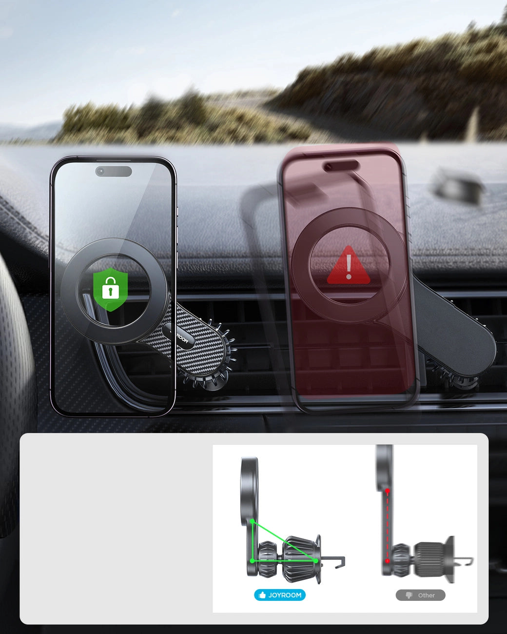 Magnetisk bilholder til iPhone med MagSafe Joyroom JR-ZS355 - sort